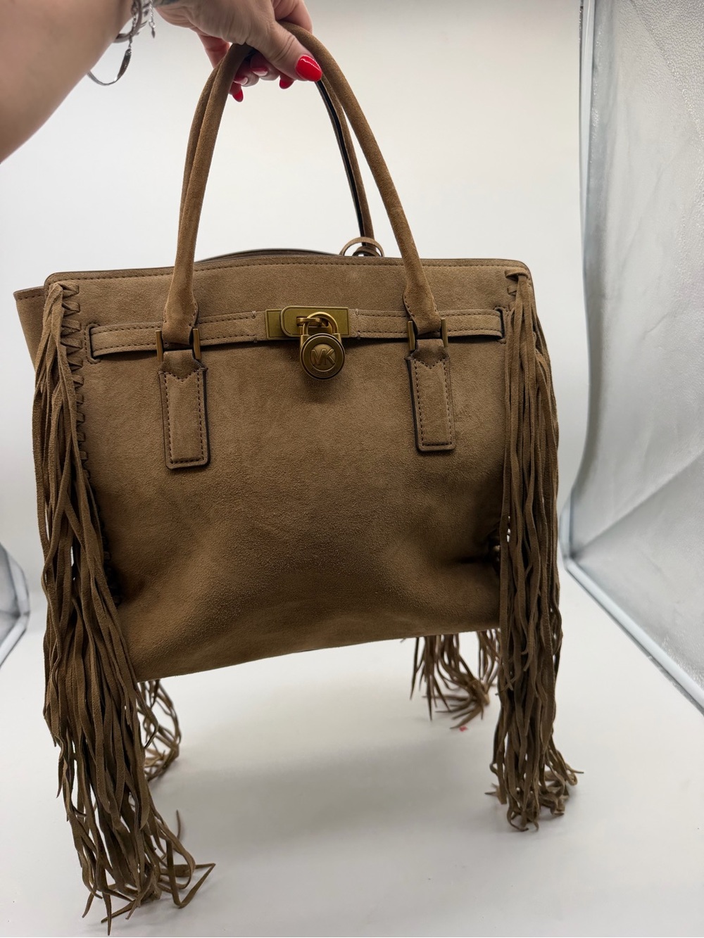 Michael Kors Tan Suede Fringe Tote - Picture 11 of 16
